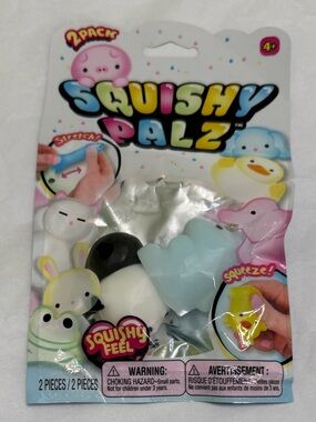 Squishy Palz 2-Pack Stress Toys Stretch Squeeze Jiggle Pet Animals Sensory 2 Pcs